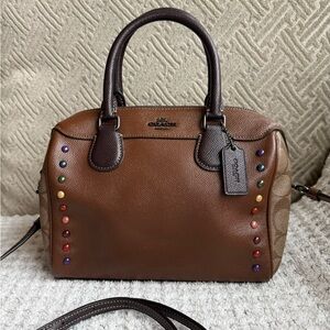 Coach Mini Bennett Brown Satchel with Colorful Studs